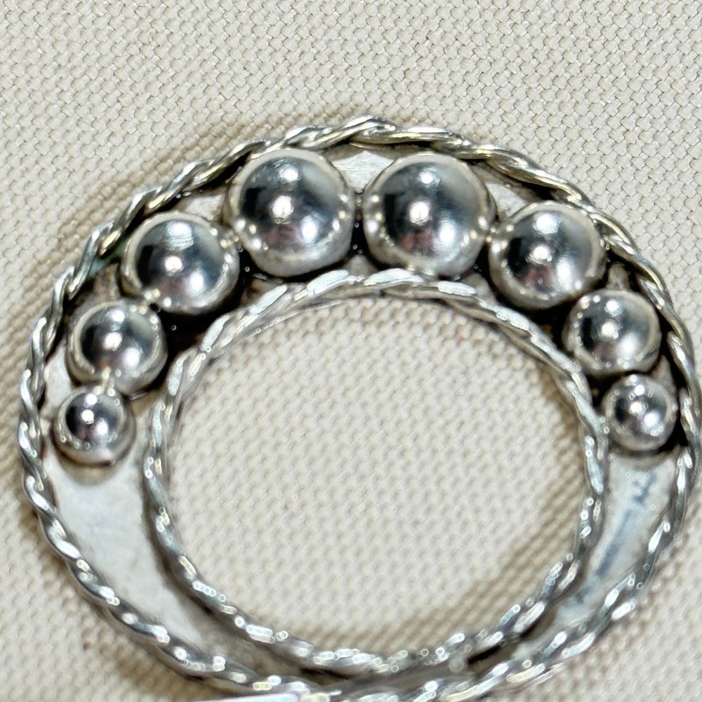 Vintage Taxco Mexico 925 Sterling Silver Beaded Hoop Drop Earrings Boho **READ** - Picture 15 of 16